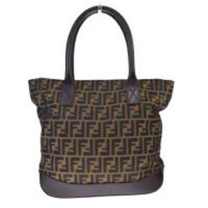 Fendi Zucca Shoulder Bag Tote Brown Leather